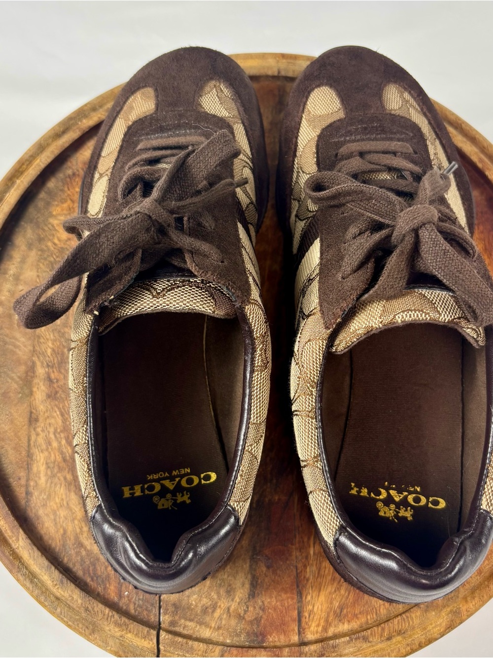 Coach Signature and C Brown Jacquard Sneakers Size 6.5 - Picture 4 of 16